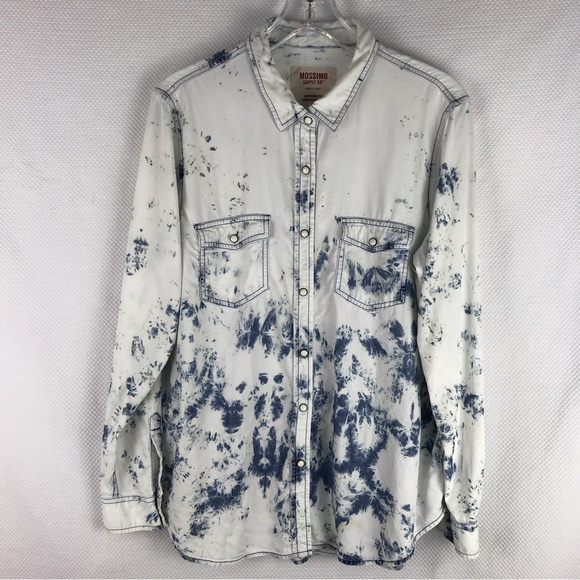 MOSSIMO SUPPLY CO. Boyfriend Fit Bleached Long Sleeve Button Down w/Snaps XL - Picture 8 of 9